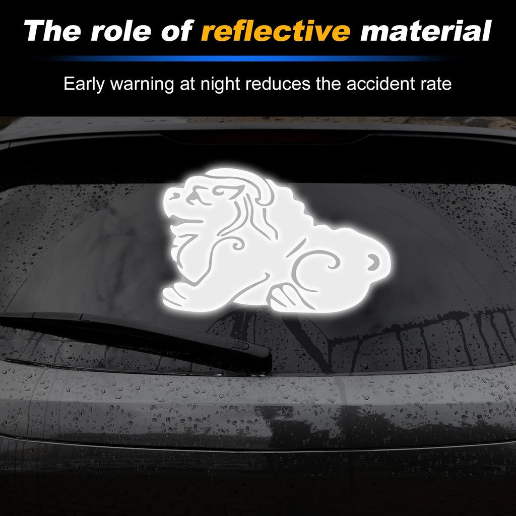Reflective Bumper Decal for - Silver Tone Lion Dance