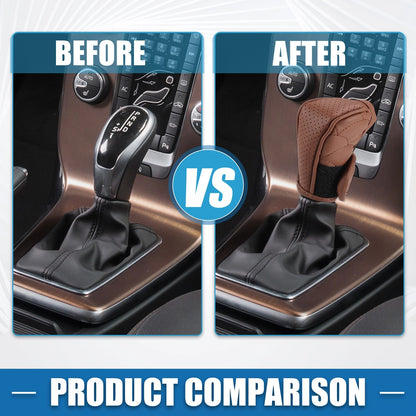 Shift Knob Cover for Universal Vehicles - Breathable Faux Leather Brown