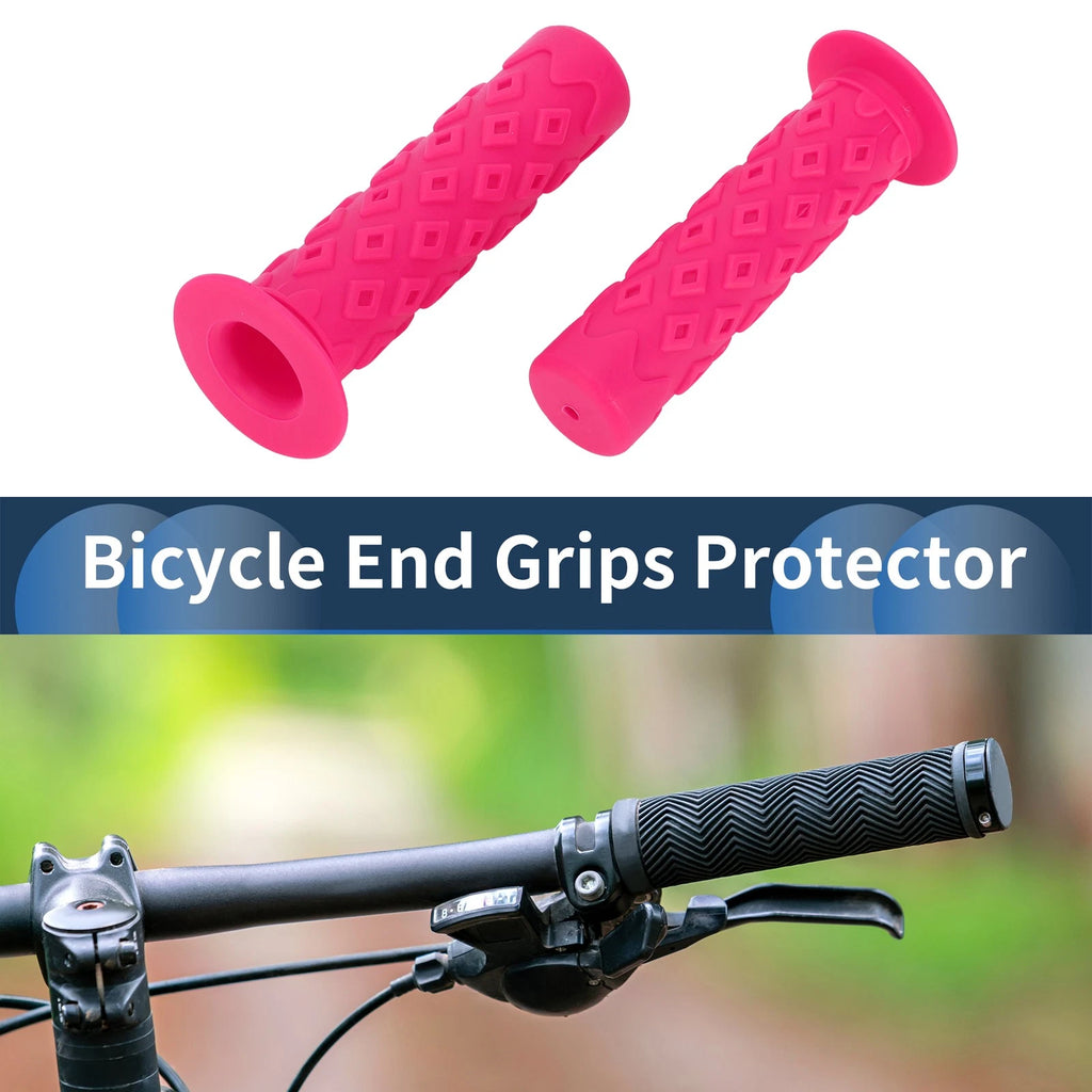 Bike Handlebar Grip Covers 120mm Rubber Non Slip End Protector 1 Pair for Pink