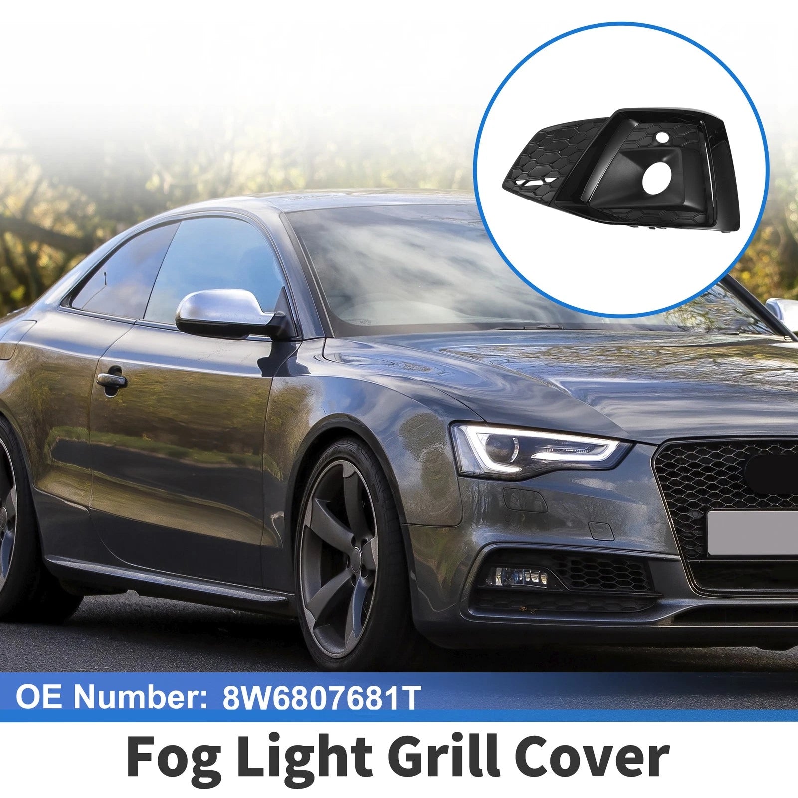 Front Left Fog Light Grill Replacement for Audi A5 (2021–2023)