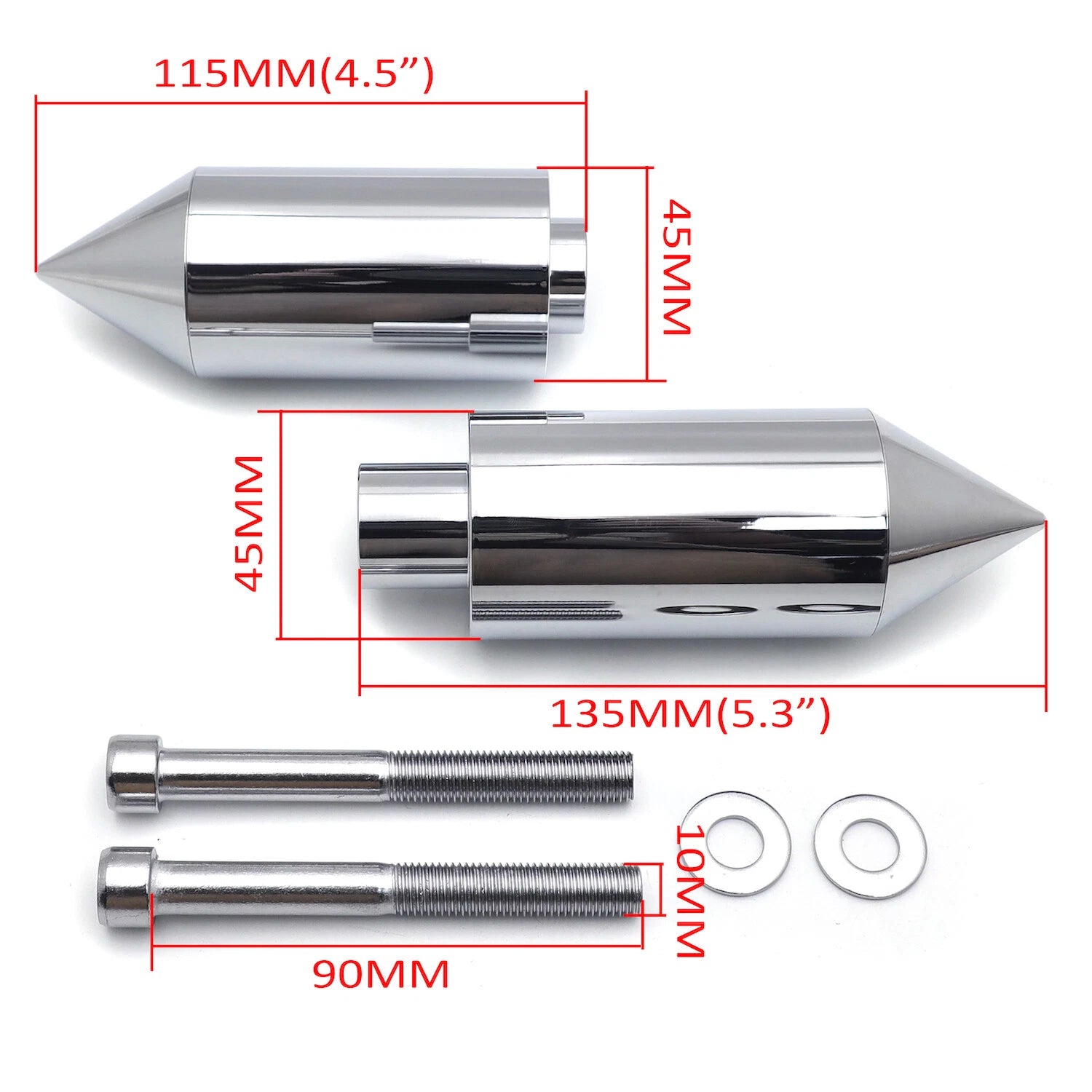Chrome Spike Frame Sliders for Suzuki GSXR1000 (2003–2004)