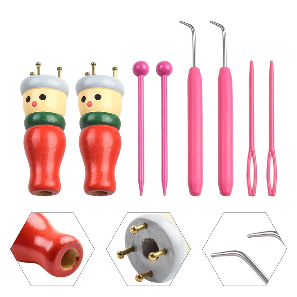2X Wood Spool Knitting Tool for Children's Crafts