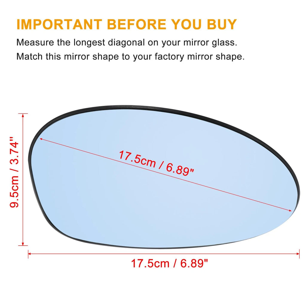 Rearview Right Mirror Glass Replacement Heated with Backing Plate for BMW 135i (2008–2013)