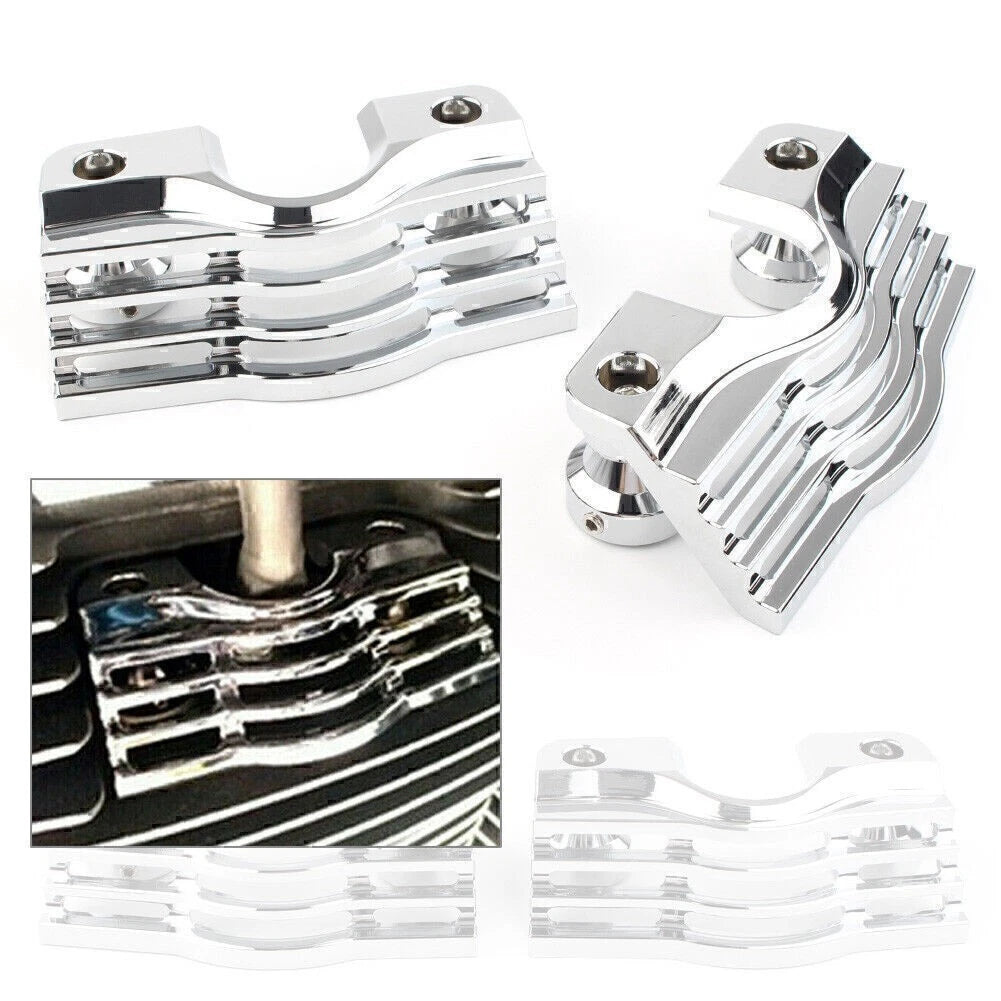 Finned Slotted Head Bolt Spark Plug Covers for Harley Touring (Chrome)