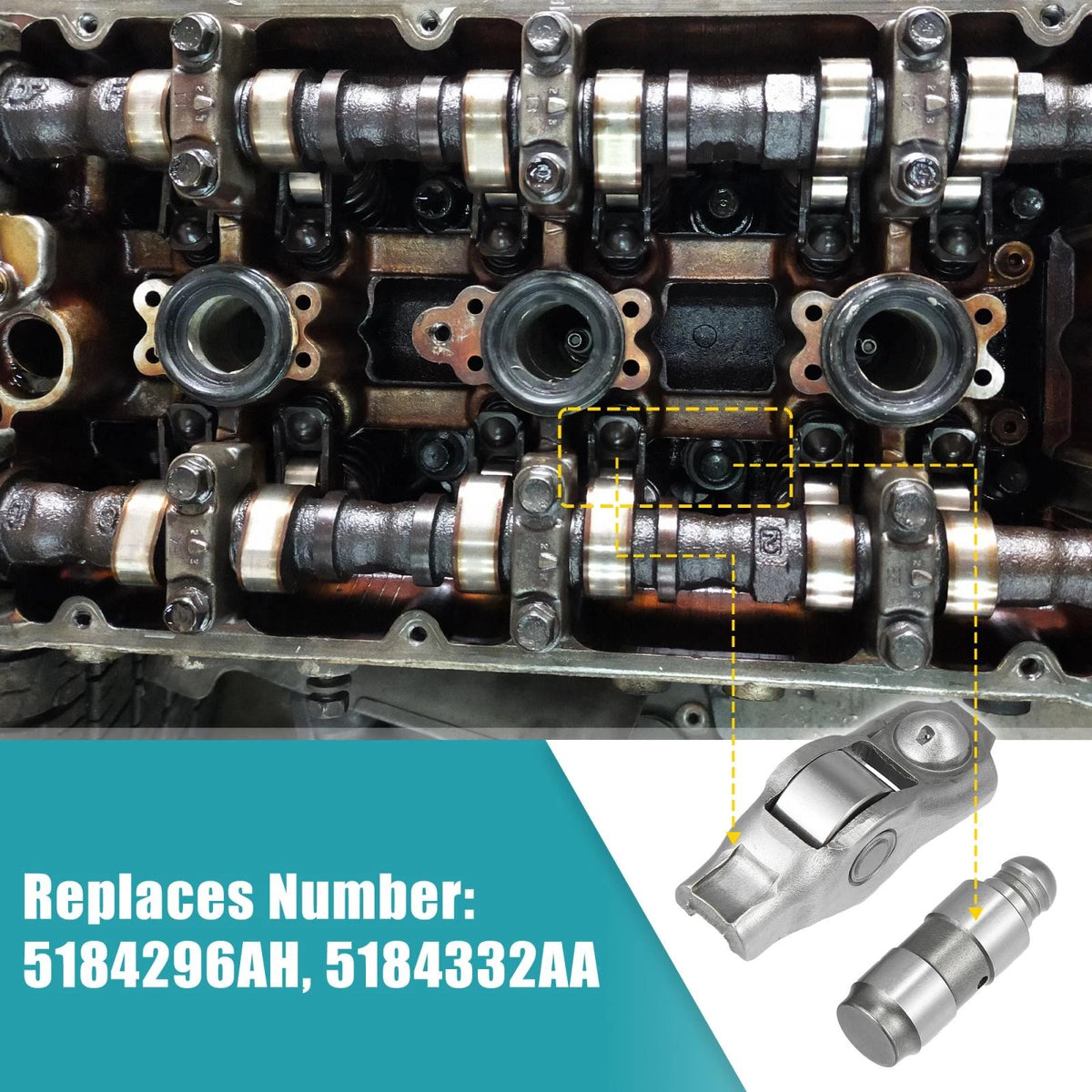 Rocker Arm and Valve Lifter Kit 12 Piece for Chrysler 200 300 Dodge Charger (2011–2019)