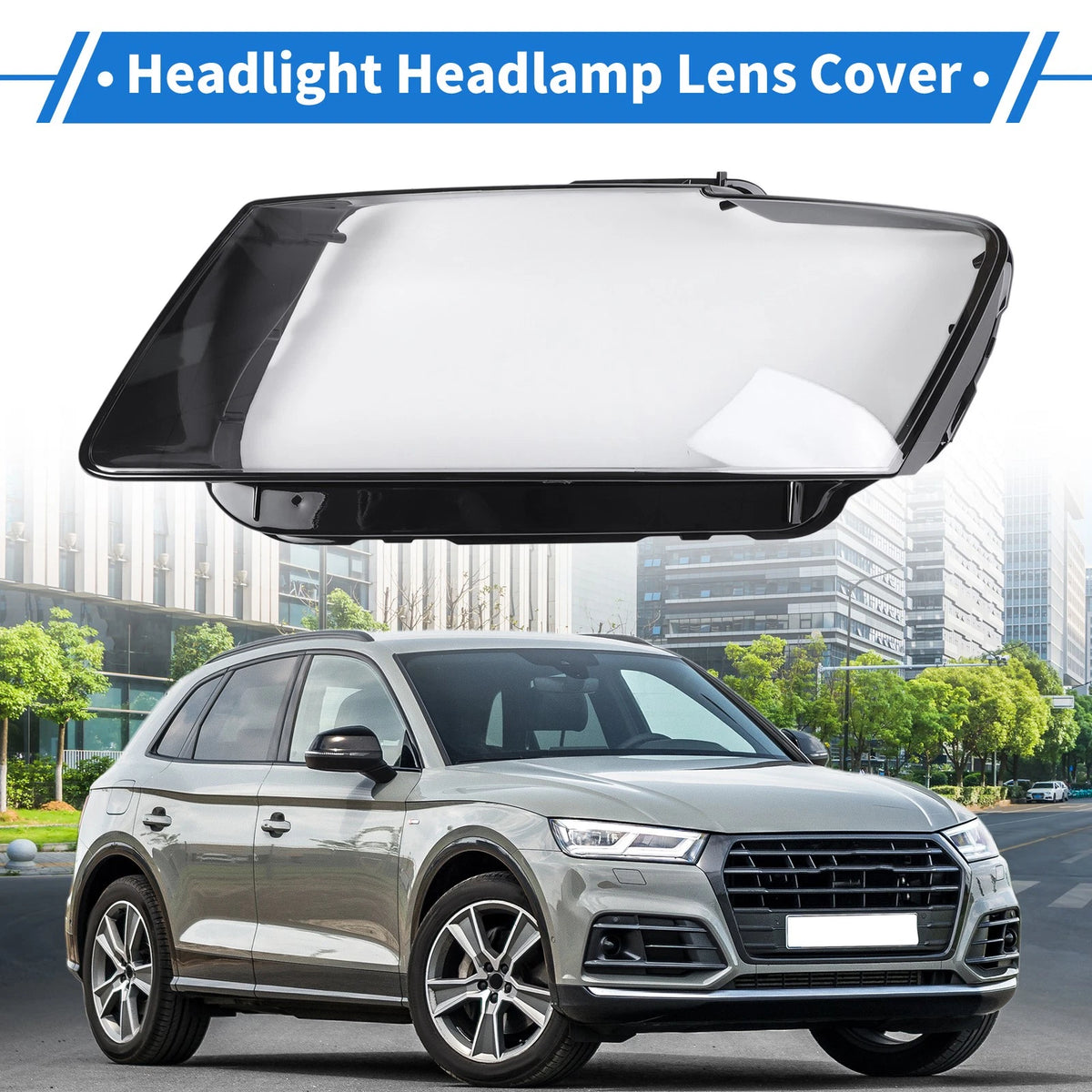 1 Pc Headlight Lens Cover for Audi Q5 (2009–2012) Black Clear
