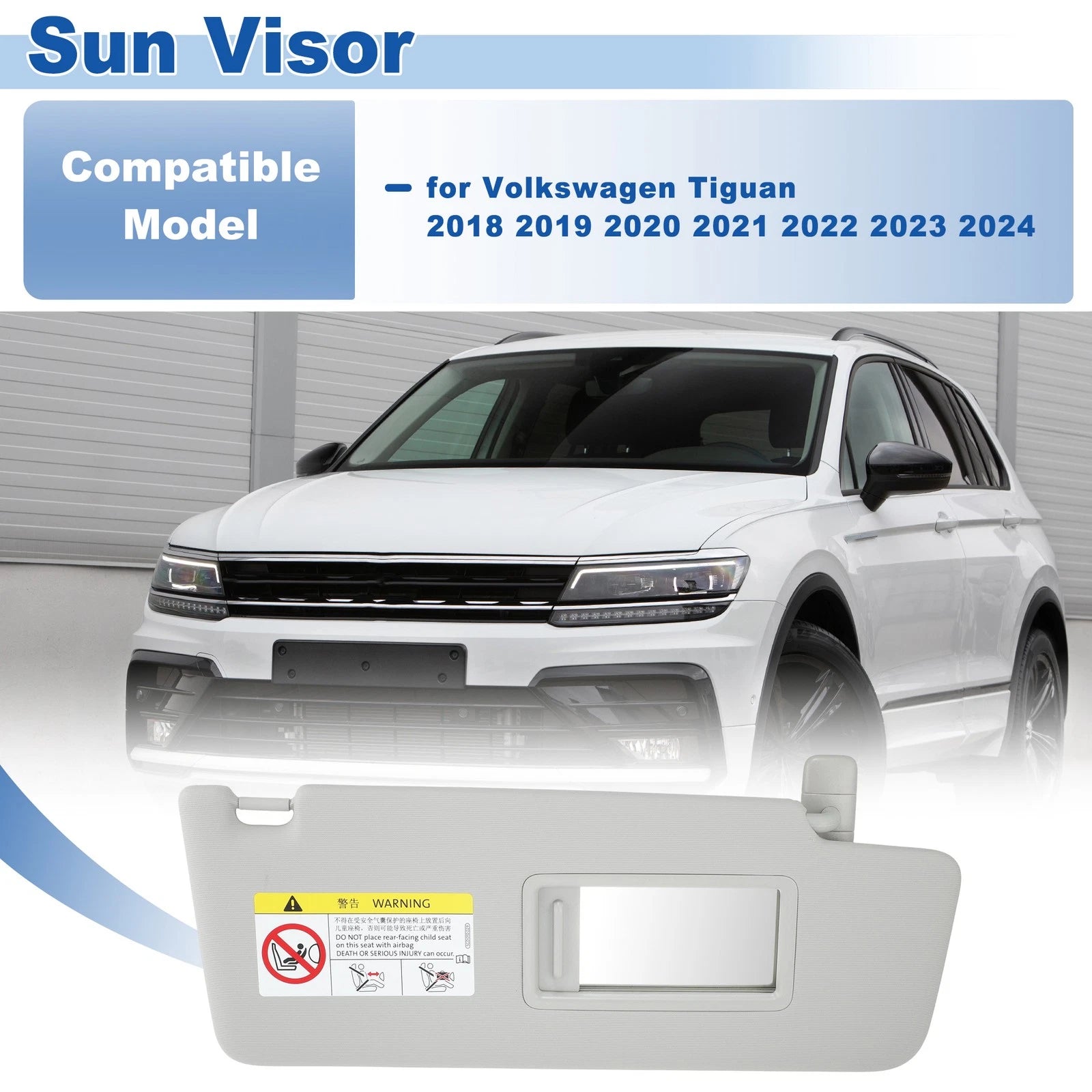 Right Passenger Side Sun Visor Replacement for Volkswagen Tiguan (2018–2024)