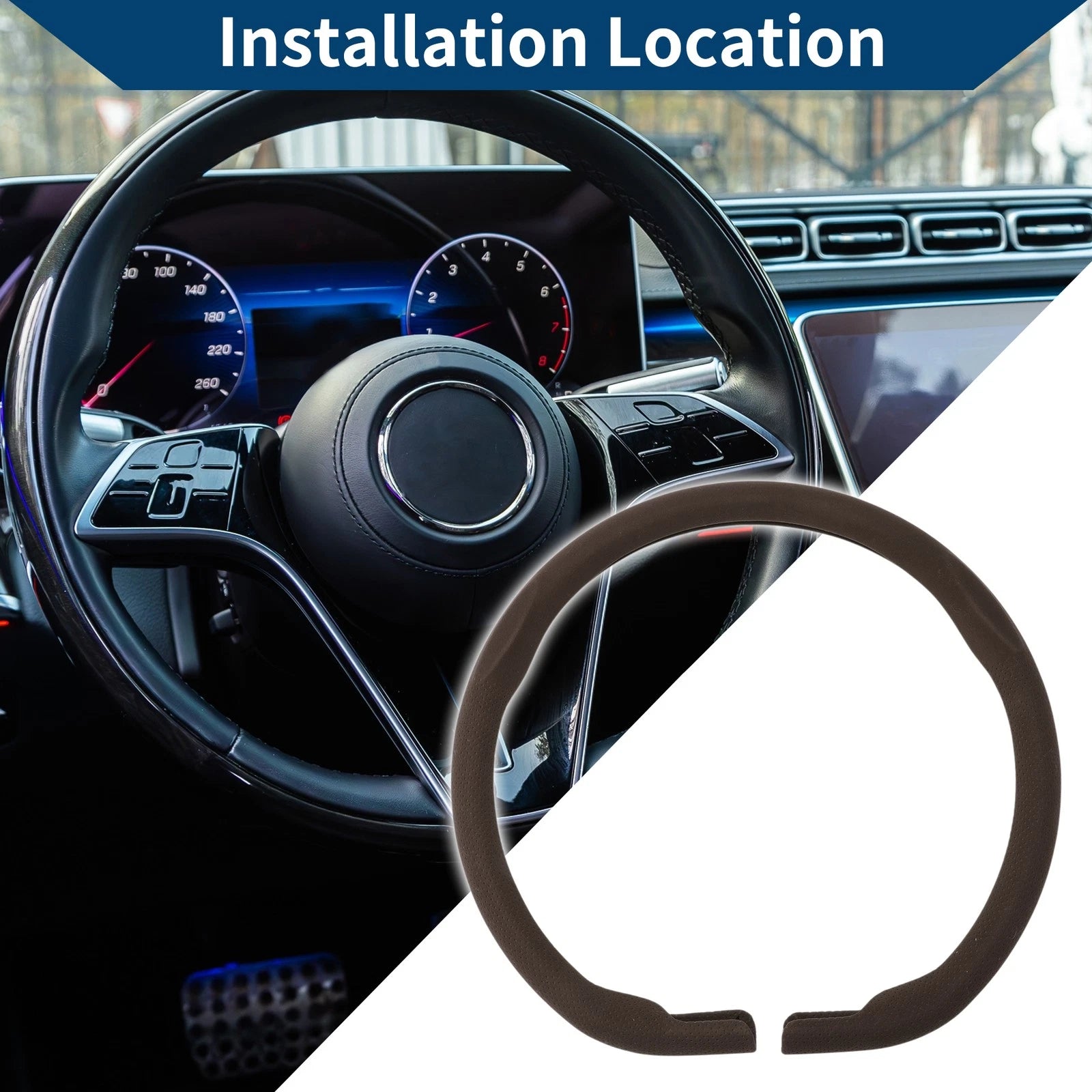Steering Wheel Cover for - 14.96" PU Leather
