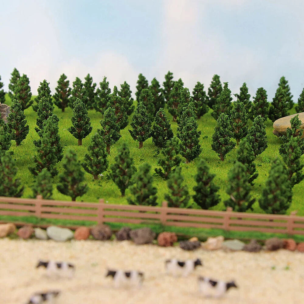 50pcs Pine Trees for Railroad Park Landscape Scenery Layout (48mm)