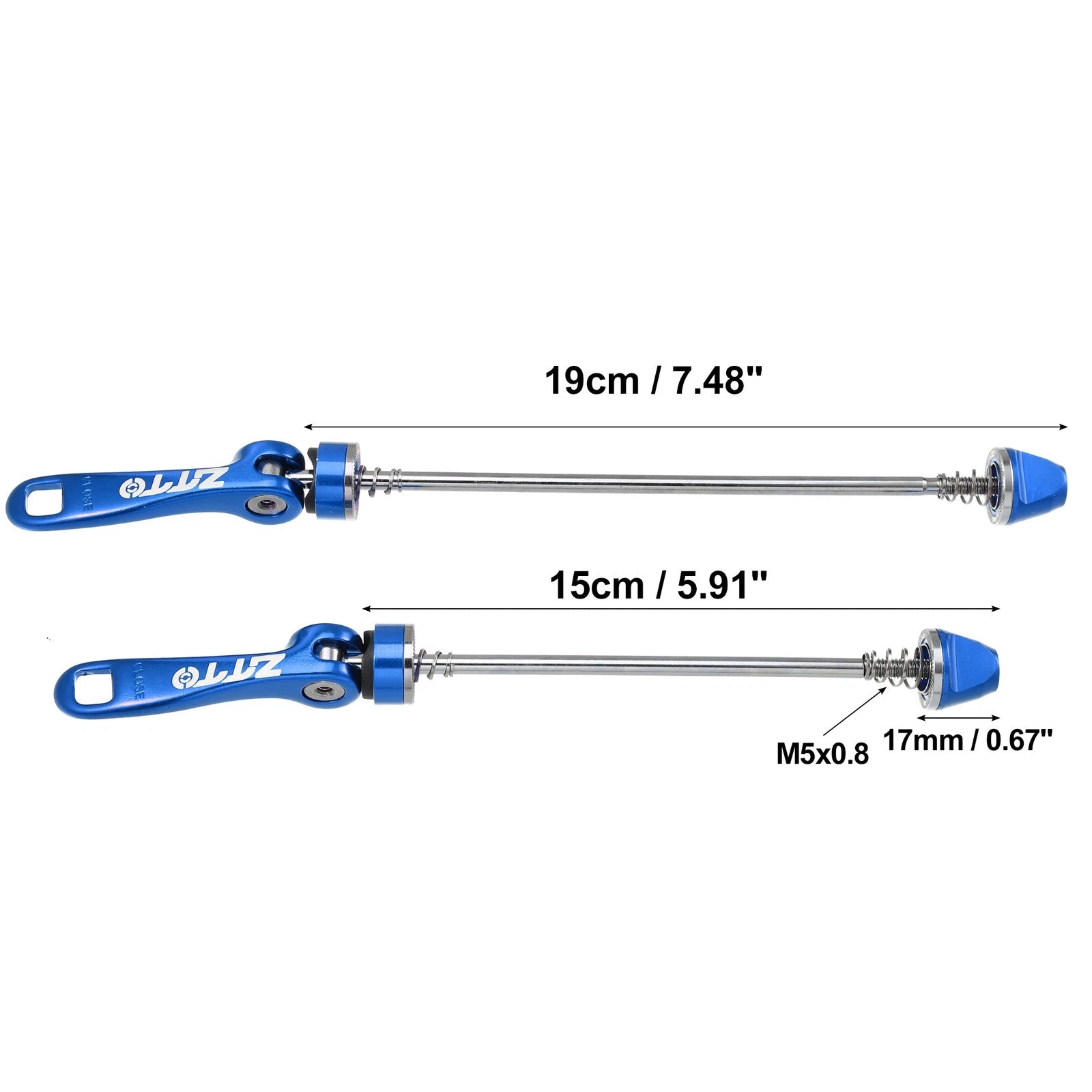 Quick Release Axles Skewers Set Front Rear Blue 150mm 190mm for Bicycle (Pair)