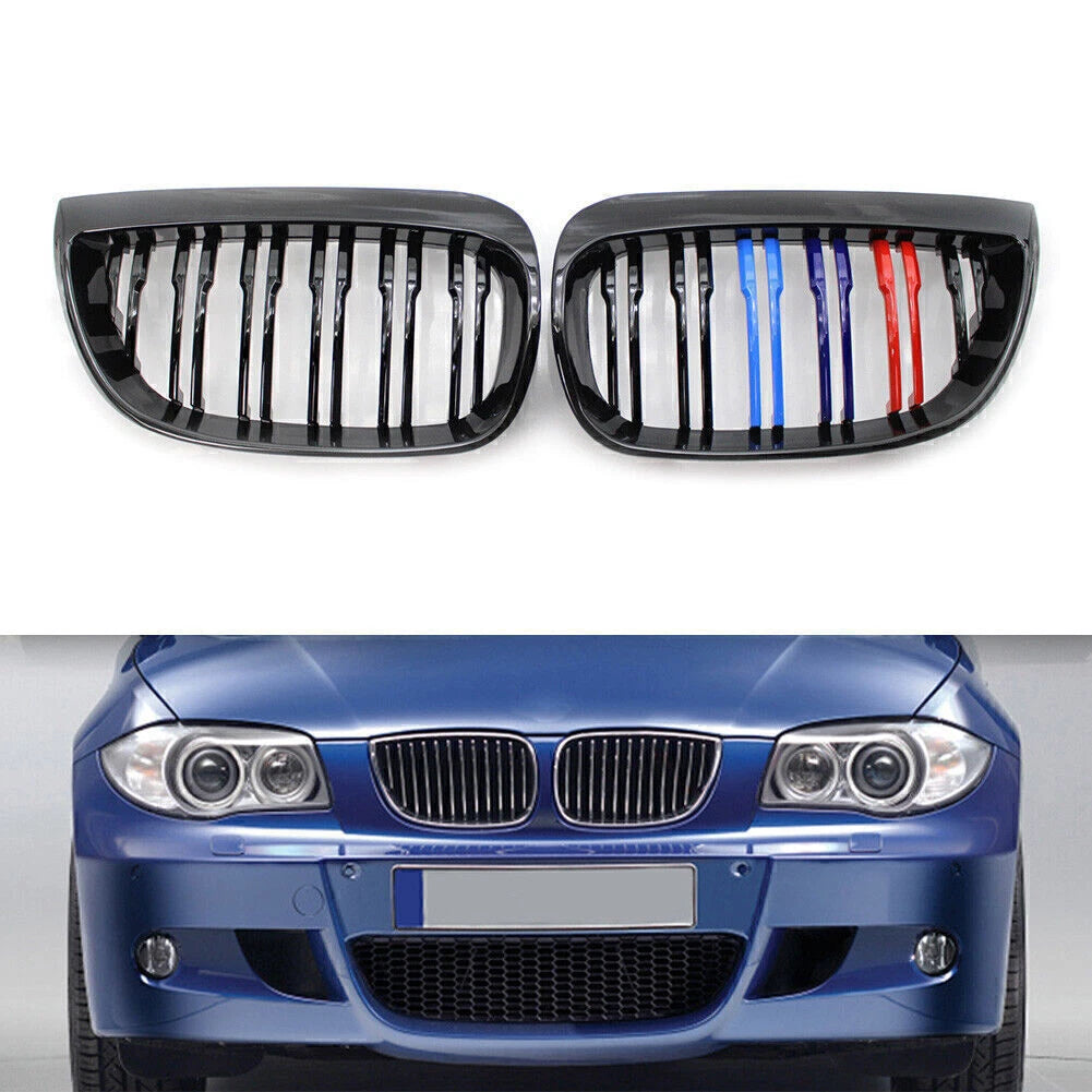 Gloss Black Double Slat Front Kidney Grille for BMW 1-Series (2004–2007)