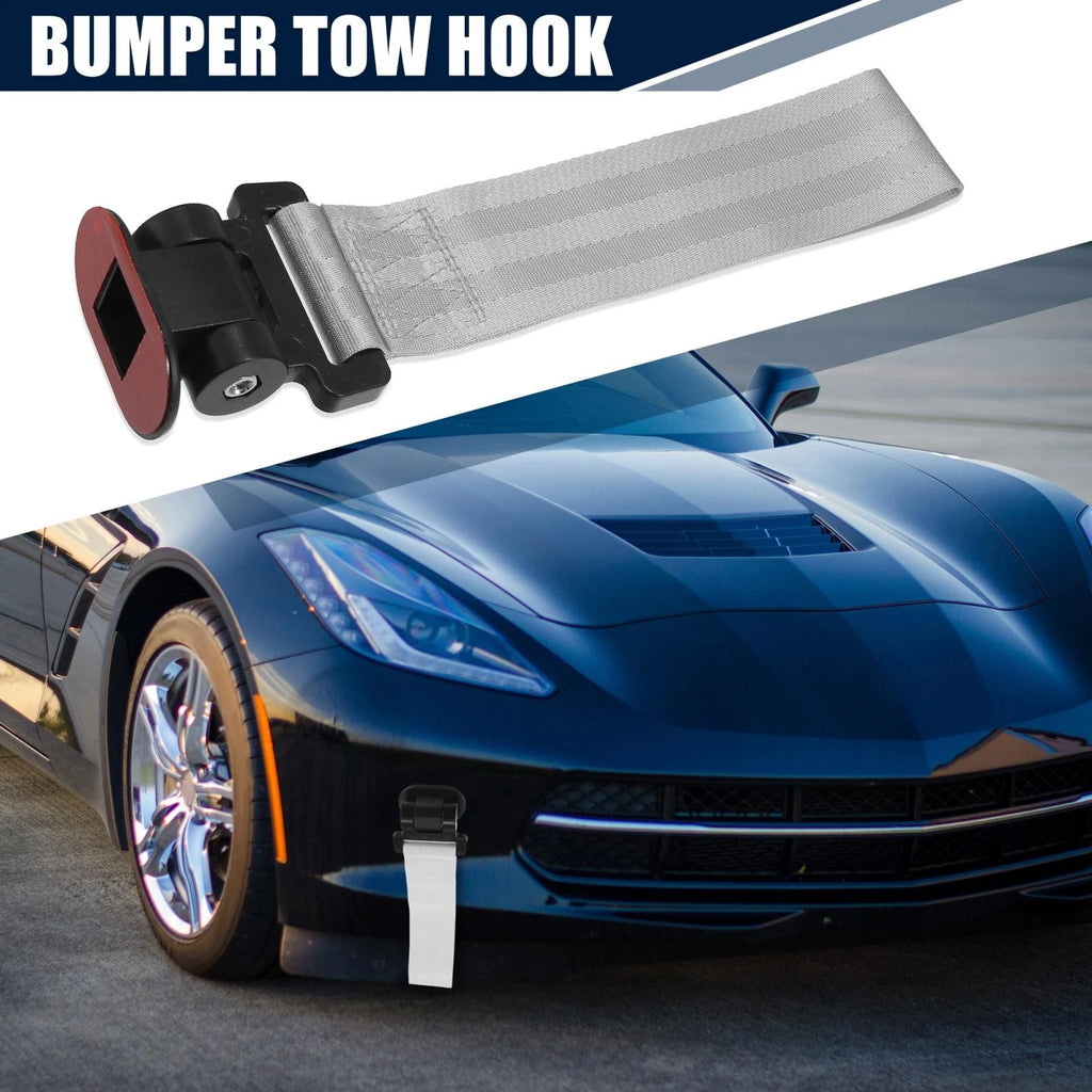 Trailer Tow Hook Strap Towing Belt for Car Utility Bumper (Gray) (Universal)