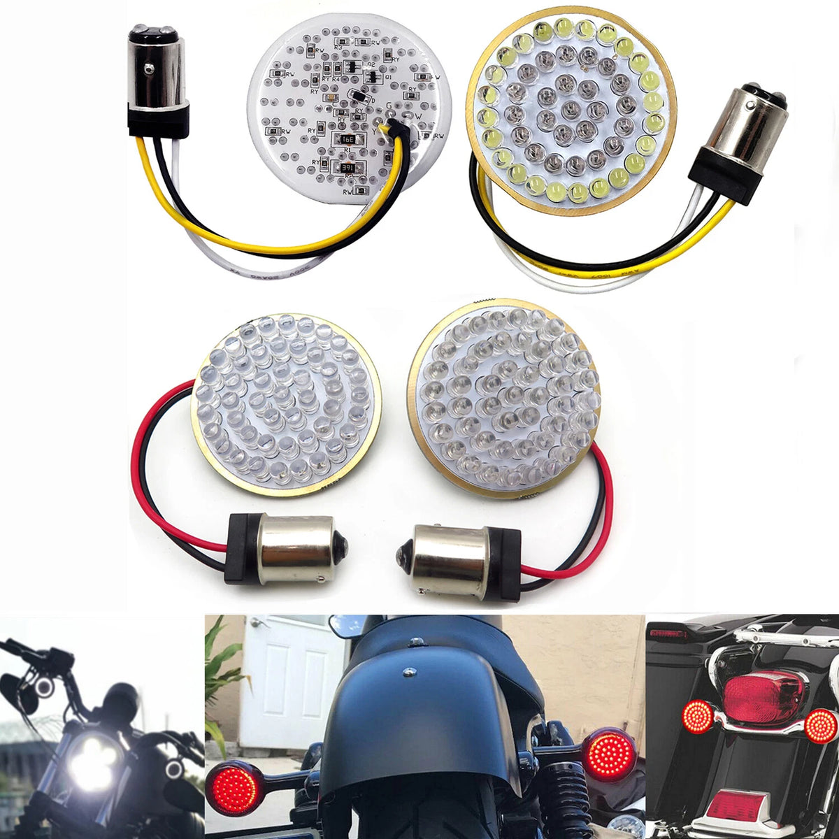 2X LED Turn Signal Light Inserts for Harley Davidson (1157 & 1156)