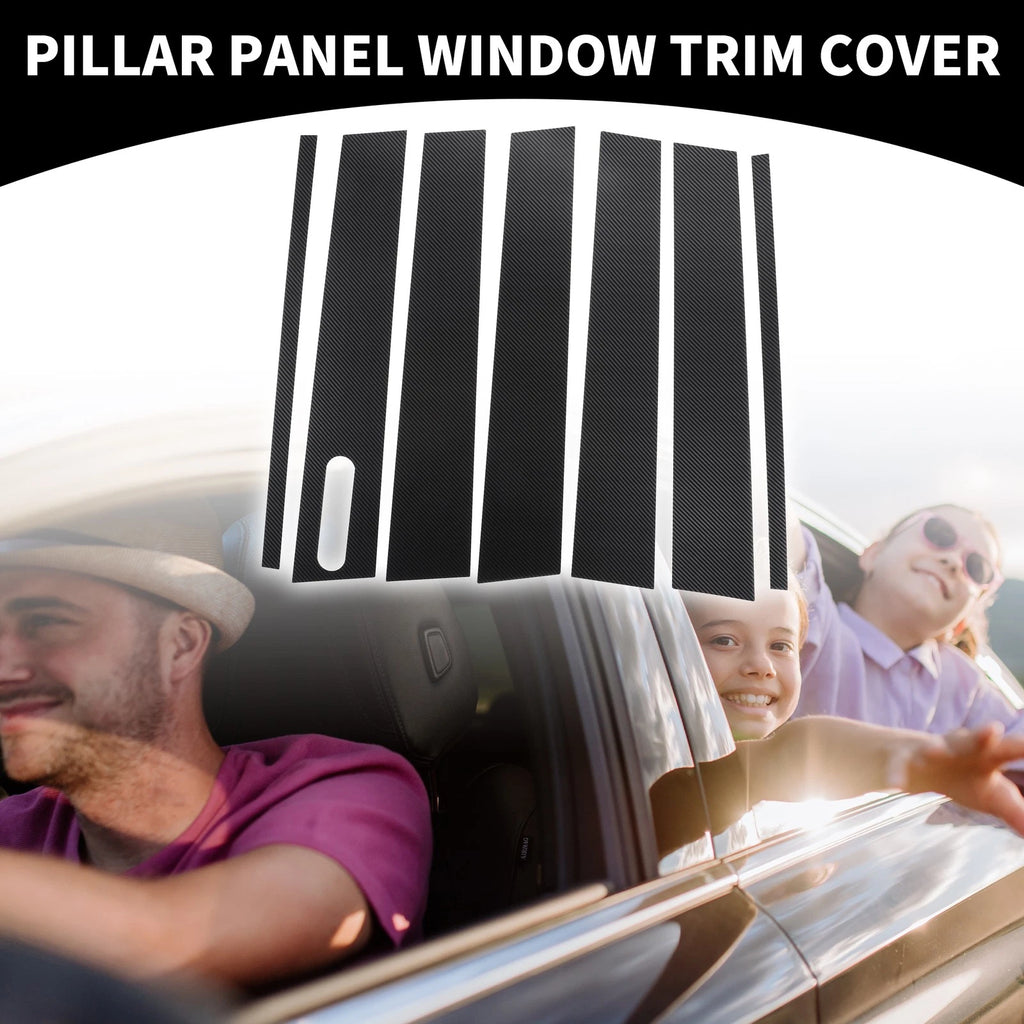 Pillar Window Trim Cover Kit for Ford Explorer 2002–2010 Black Carbon Fiber