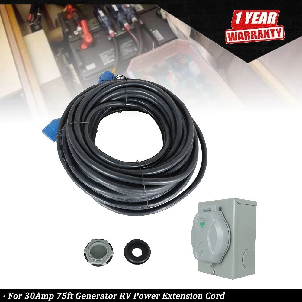 30 Amp 4 Prong Generator Cord 75FT L14-30P to L14-30R Combo Kit