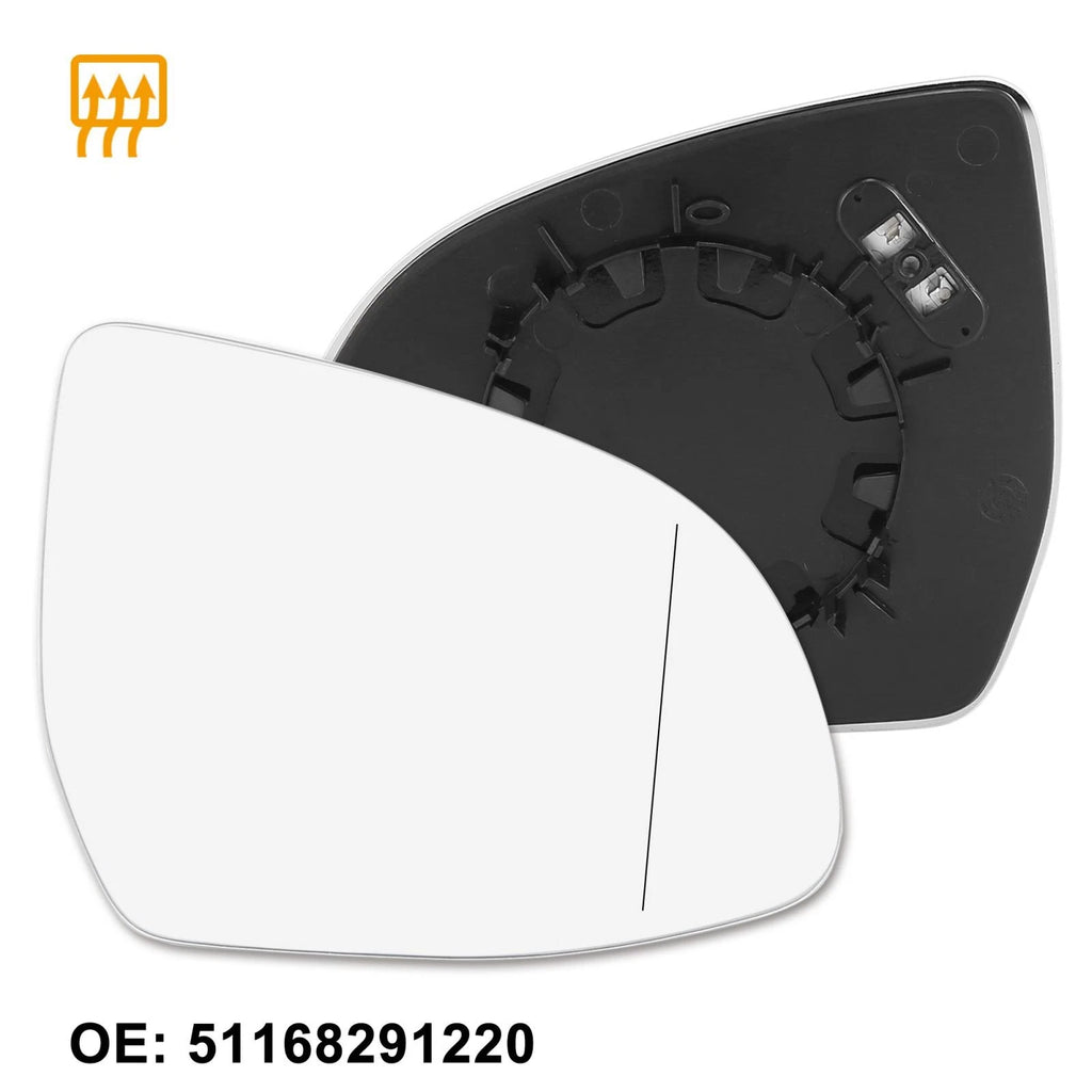 Right Rearview Mirror Glass Heated with Backing Plate for BMW X5 (2007–2013)