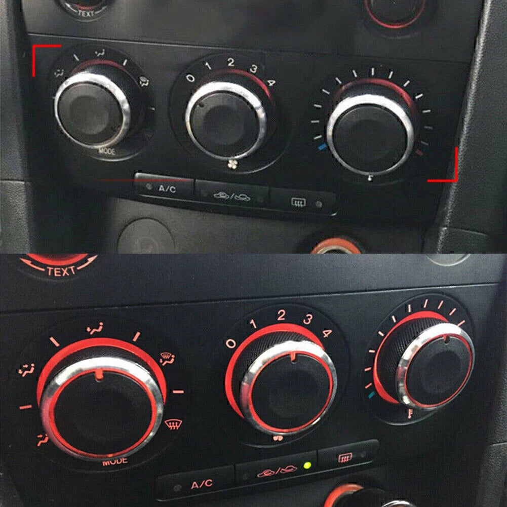 3Pcs A/C Panel Control Switch Knob Cover for Mazda 3 (2004–2009)