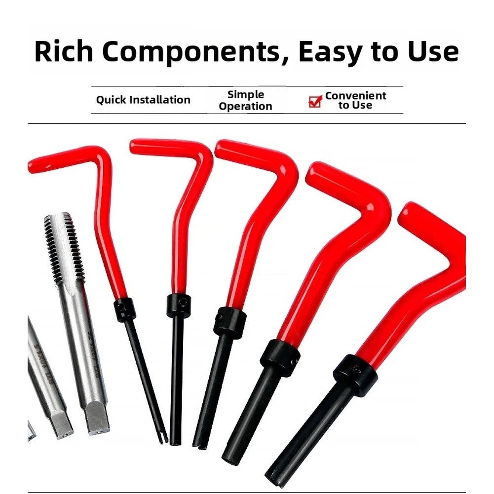 Thread Repair Kit for Garage Repairs (Multi-size, Portable Case)