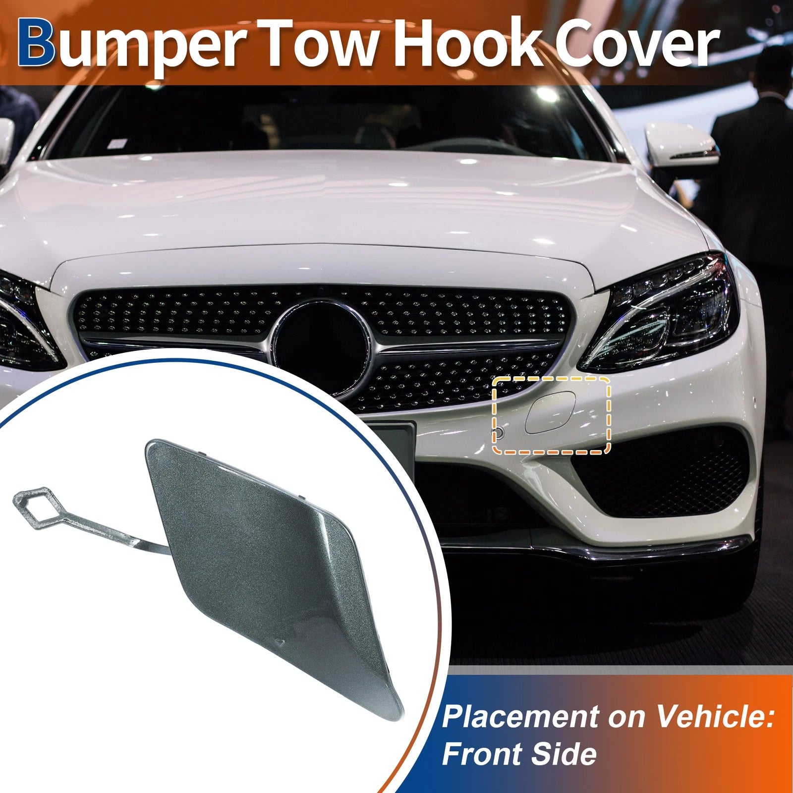 Front Tow Hook Cap Replacement for Mercedes-Benz C250 C350 (2015–2021)