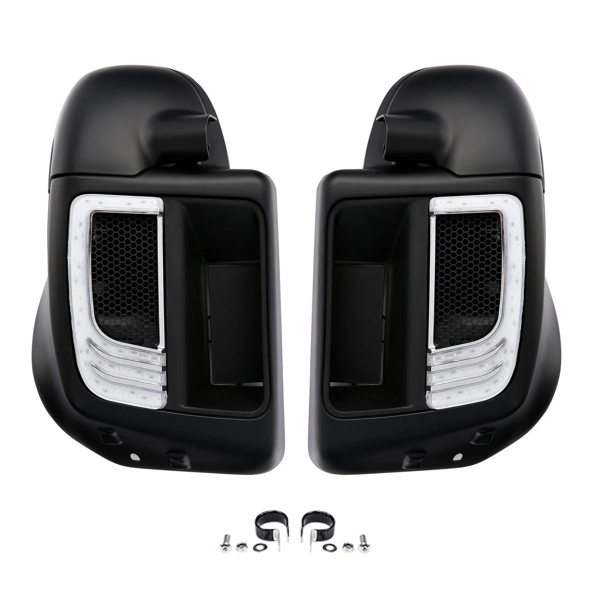 Matte Black Lower Vented Fairings Grill LED Light for Harley Road King (2014–2023)