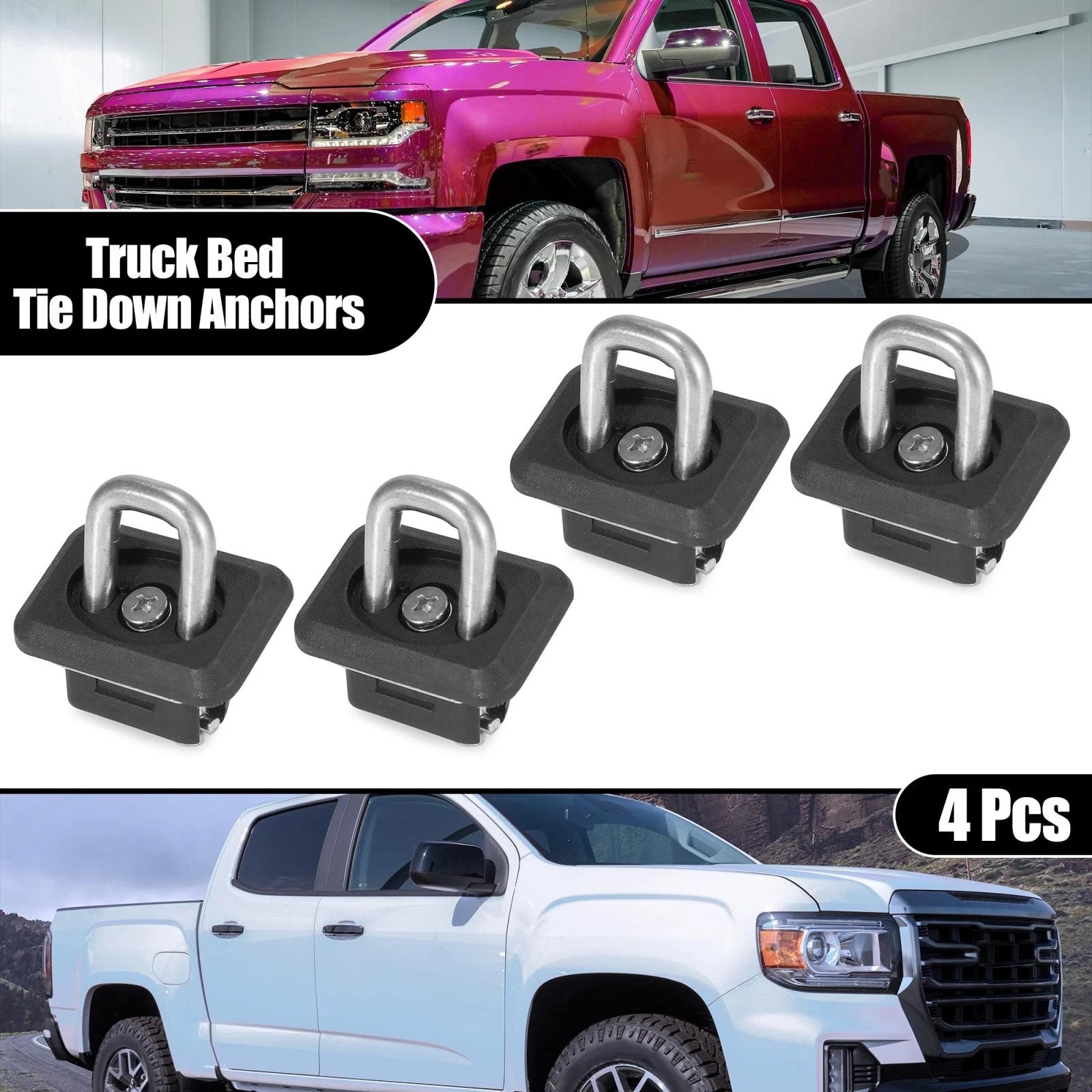 4pcs Truck Bed Tie Down Anchors Replacement for Chevy Silverado GMC Sierra (2010–2019)