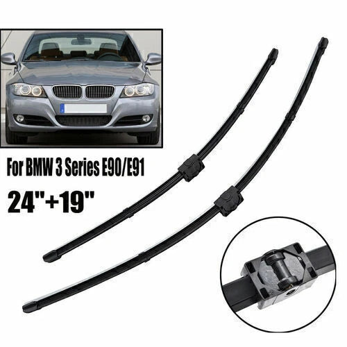 24"+19" Windshield Wiper Blades Bracketless For BMW 3 series E90 E91 2005-2009