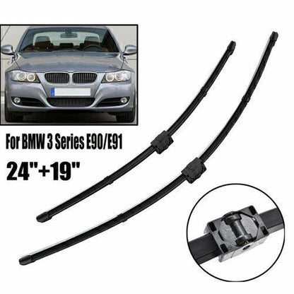24"+19" Windshield Wiper Blades Bracketless For BMW 3 series E90 E91 2005-2009