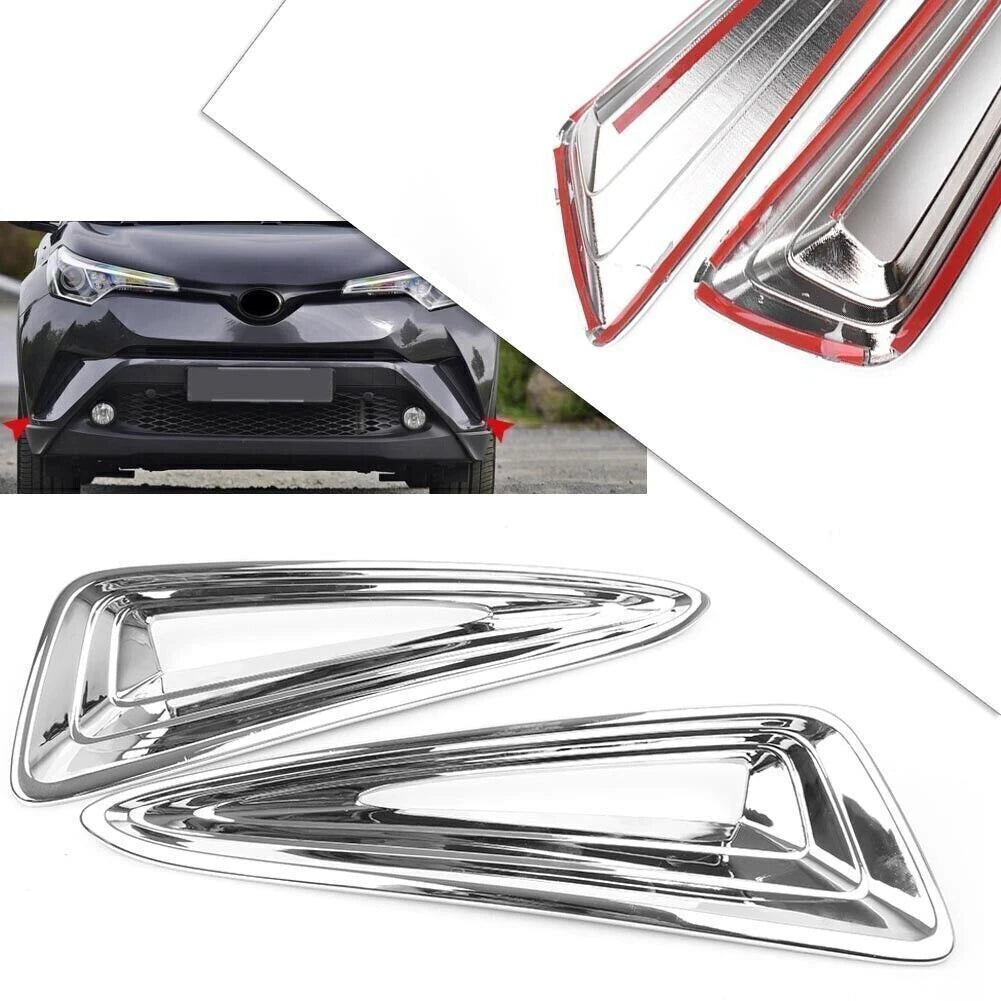 Pair ABS Chrome Front Fog Light Moulding Trim for Toyota C-HR (2016–2018)