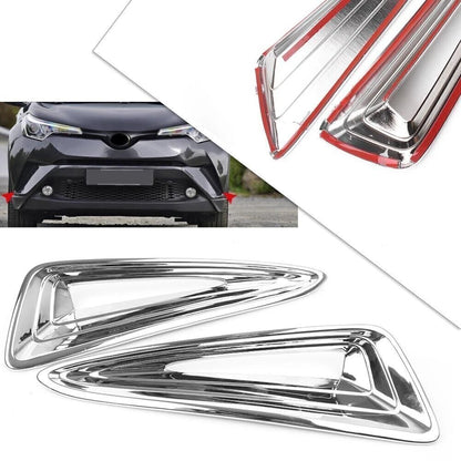 Pair ABS Chrome Front Fog Light Moulding Trim for Toyota C-HR (2016–2018)