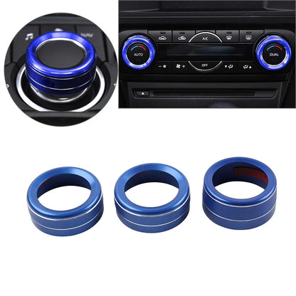 Set of 2 Blue AC Climate Control Knob Ring Covers for Mazda 3 (2014–2018) CX-5 (2016–2019)