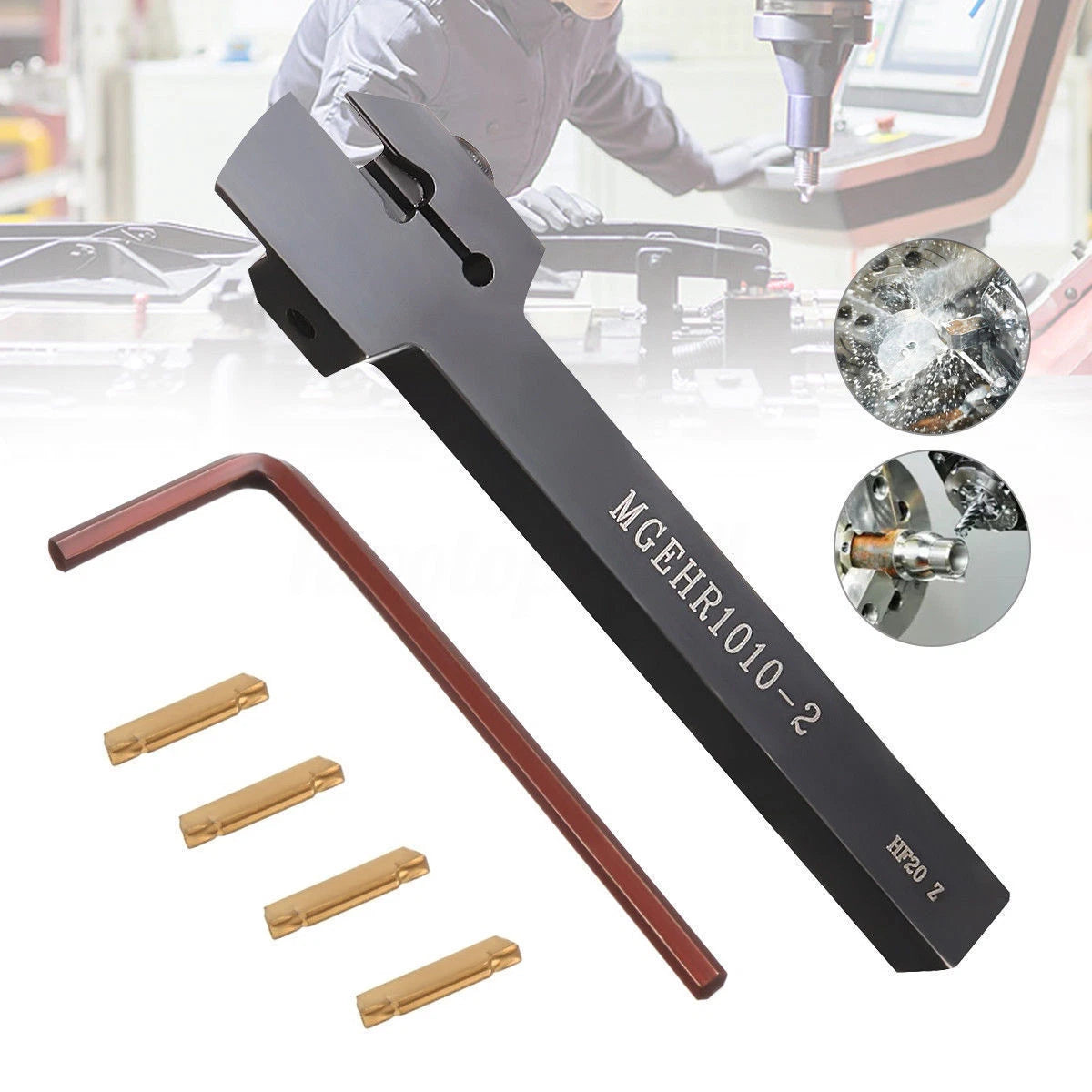 CNC Parting Cut Off Lathe Tool Holder + 4 MGMN200 Inserts for MGEHR1010