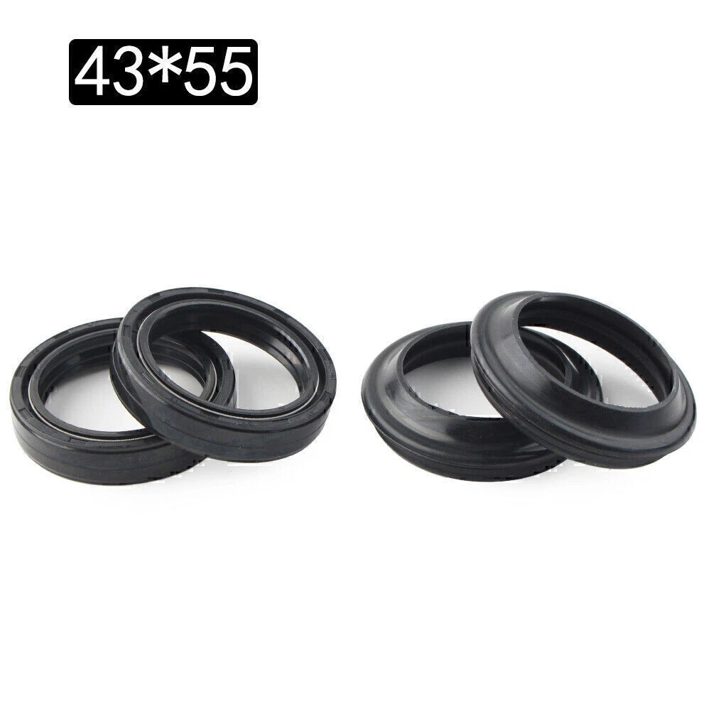 Set of 2 Fork Dust Seals for Motorcycle (43X55-9.5MM)