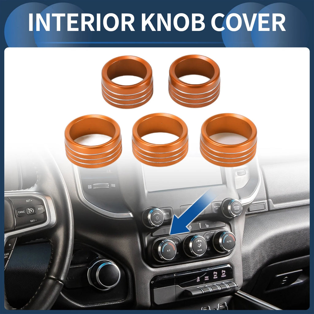 AC Media Volume Switch Knob Cover Ring for Dodge Ram (2018–2022) Orange