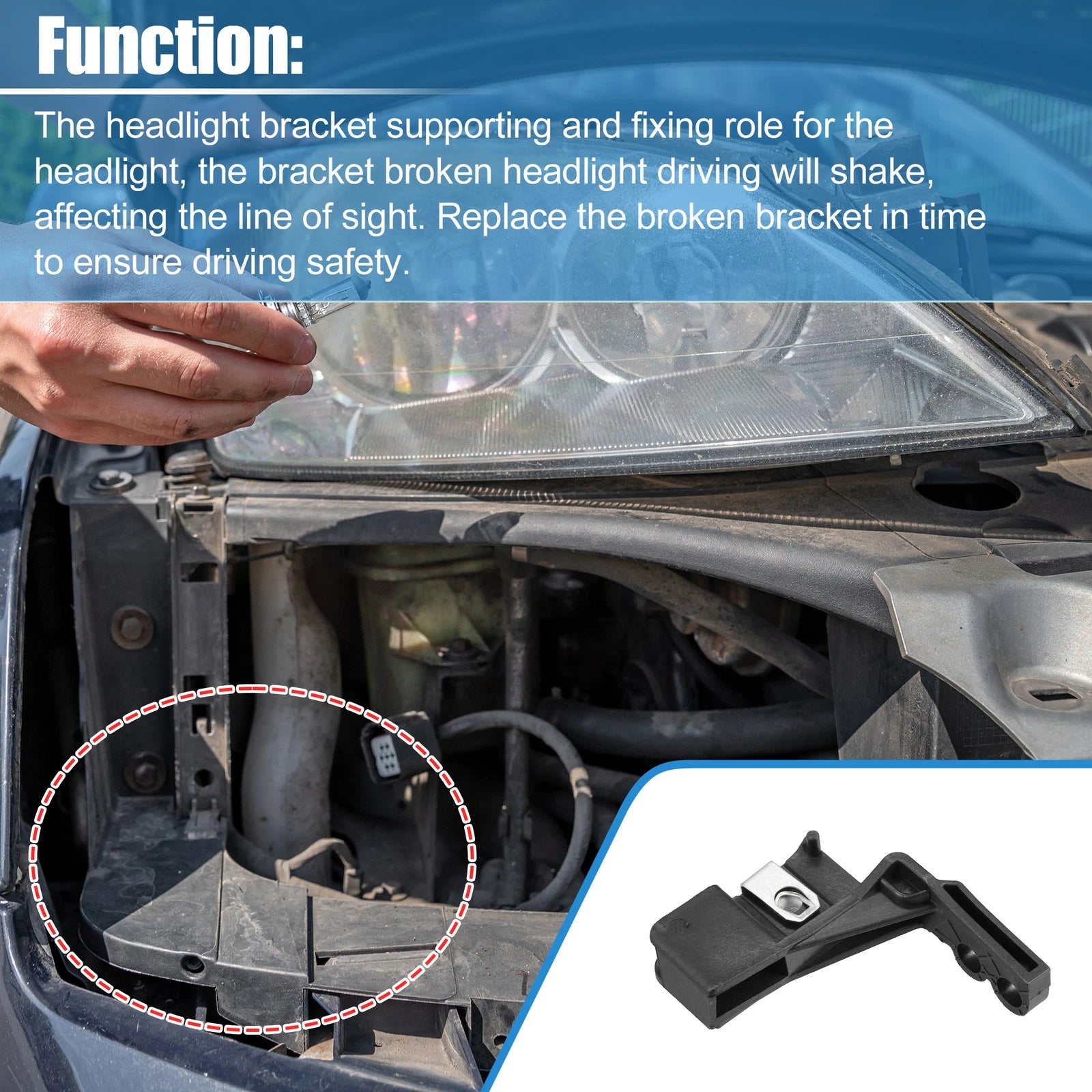 Front Left Headlight Support Mount Bracket for Ford Fusion, Lincoln MKZ (2013–2020)