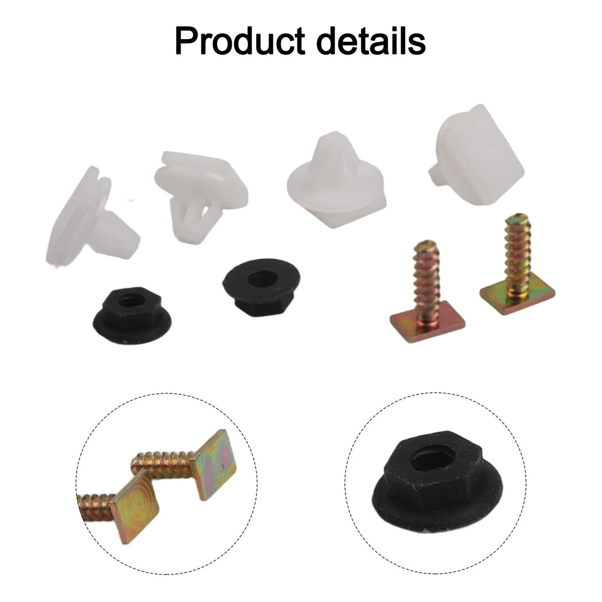 Front Trim Fastener Clips Metal Screw Wheel White 4Plastic White Clips