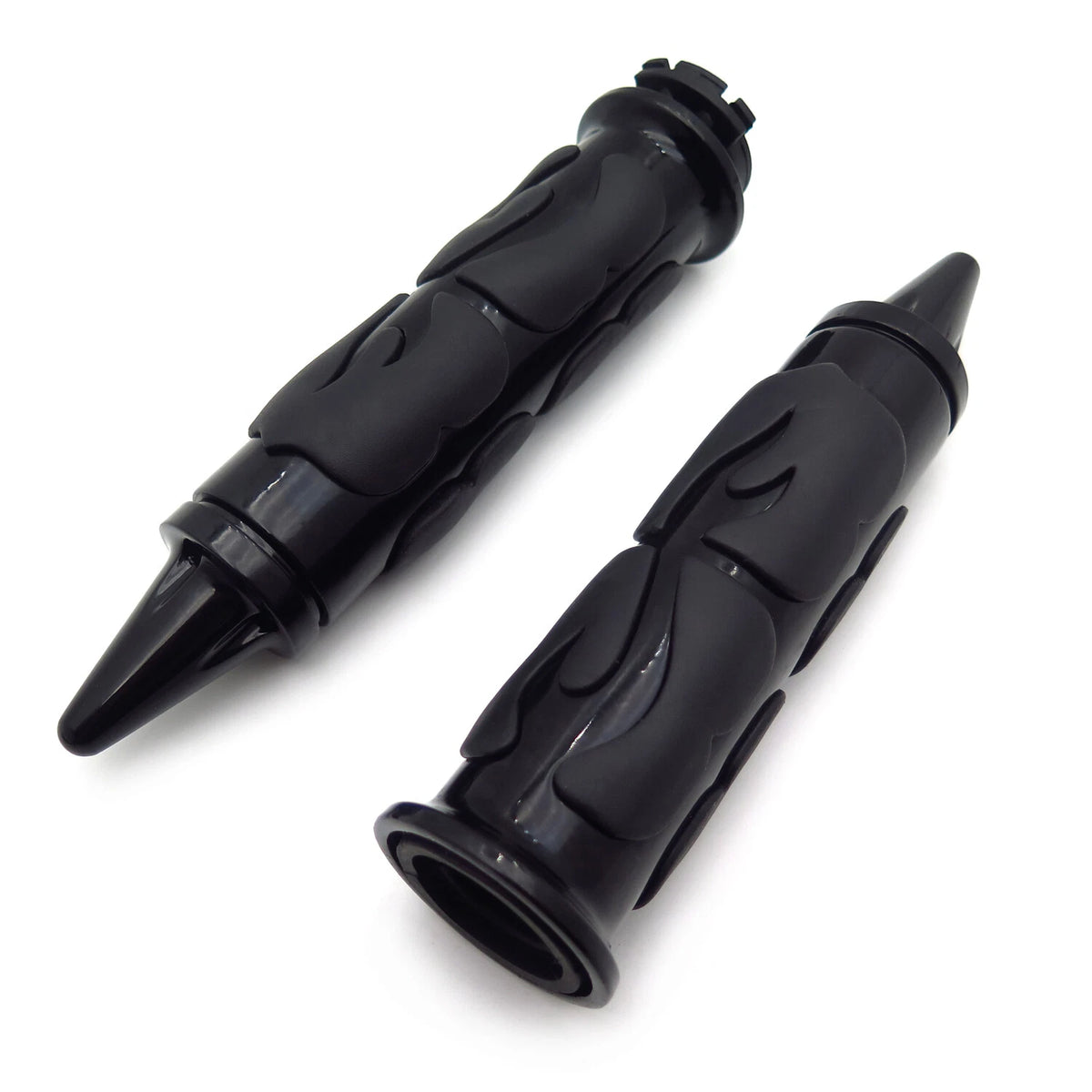 Black Flame Rubber Hand Grips 1" 25mm for Chopper/H-D/Suzuki/Kawasaki/Yamaha