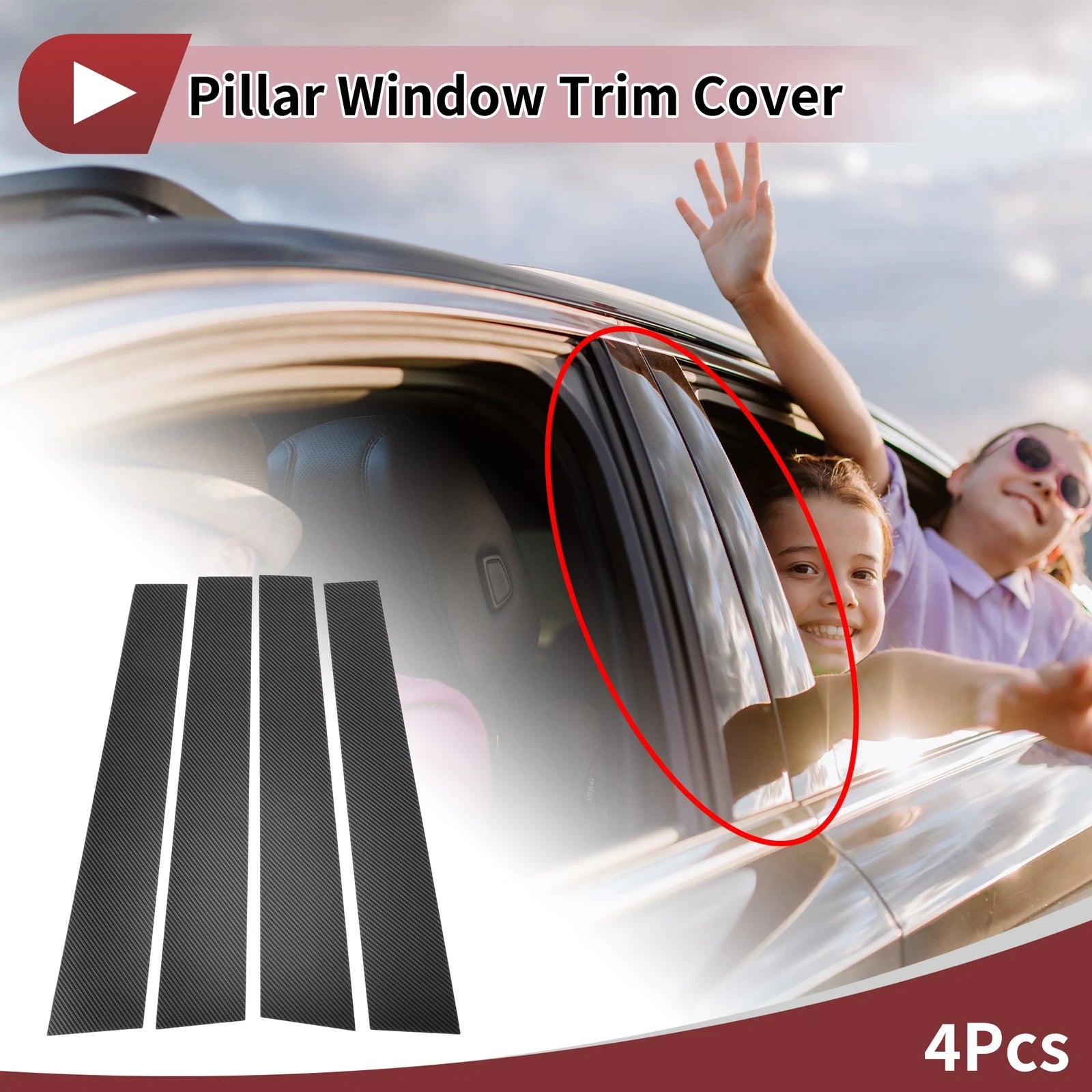 4 Pcs Car Door Pillar Window Trim Replacement for Toyota 4Runner (2010–2023)