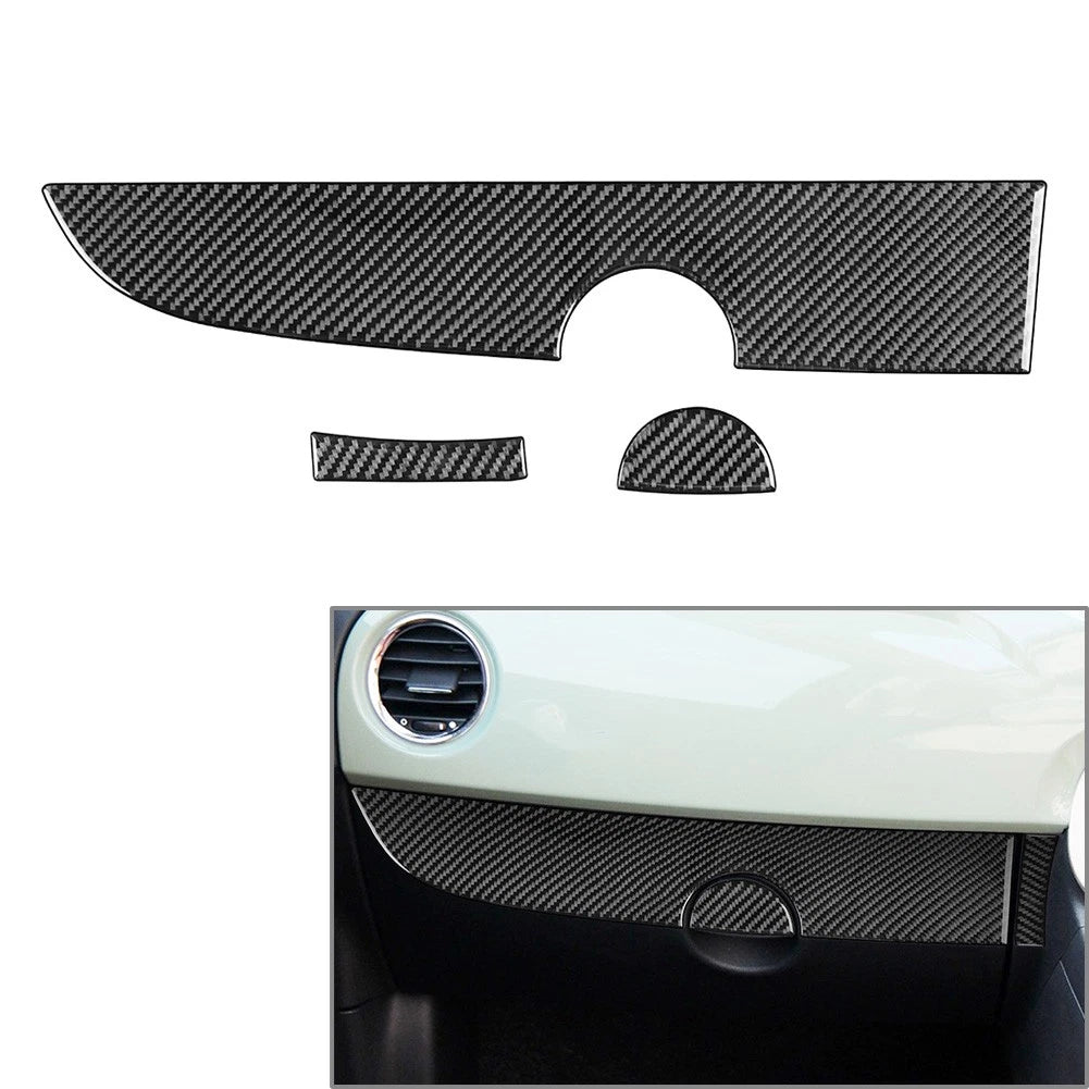 3Pcs Carbon Fiber Dashboard Panel Cover for Fiat 500 (2012–2015)