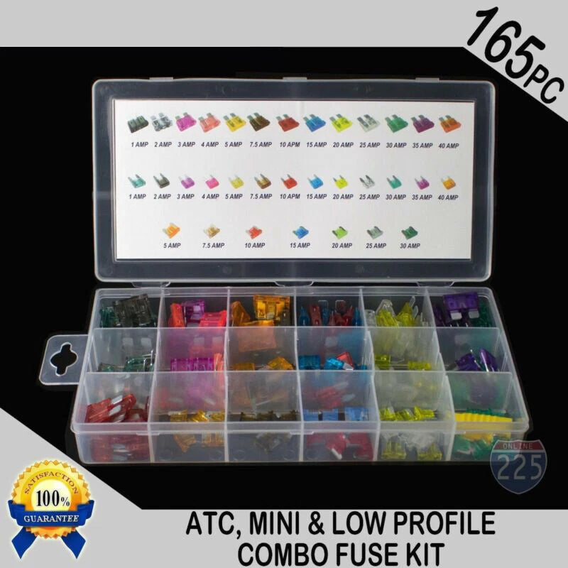 165 Pcs Assorted Low Profile Micro Blade Fuse for Auto (10V-32V, 1A-40A)