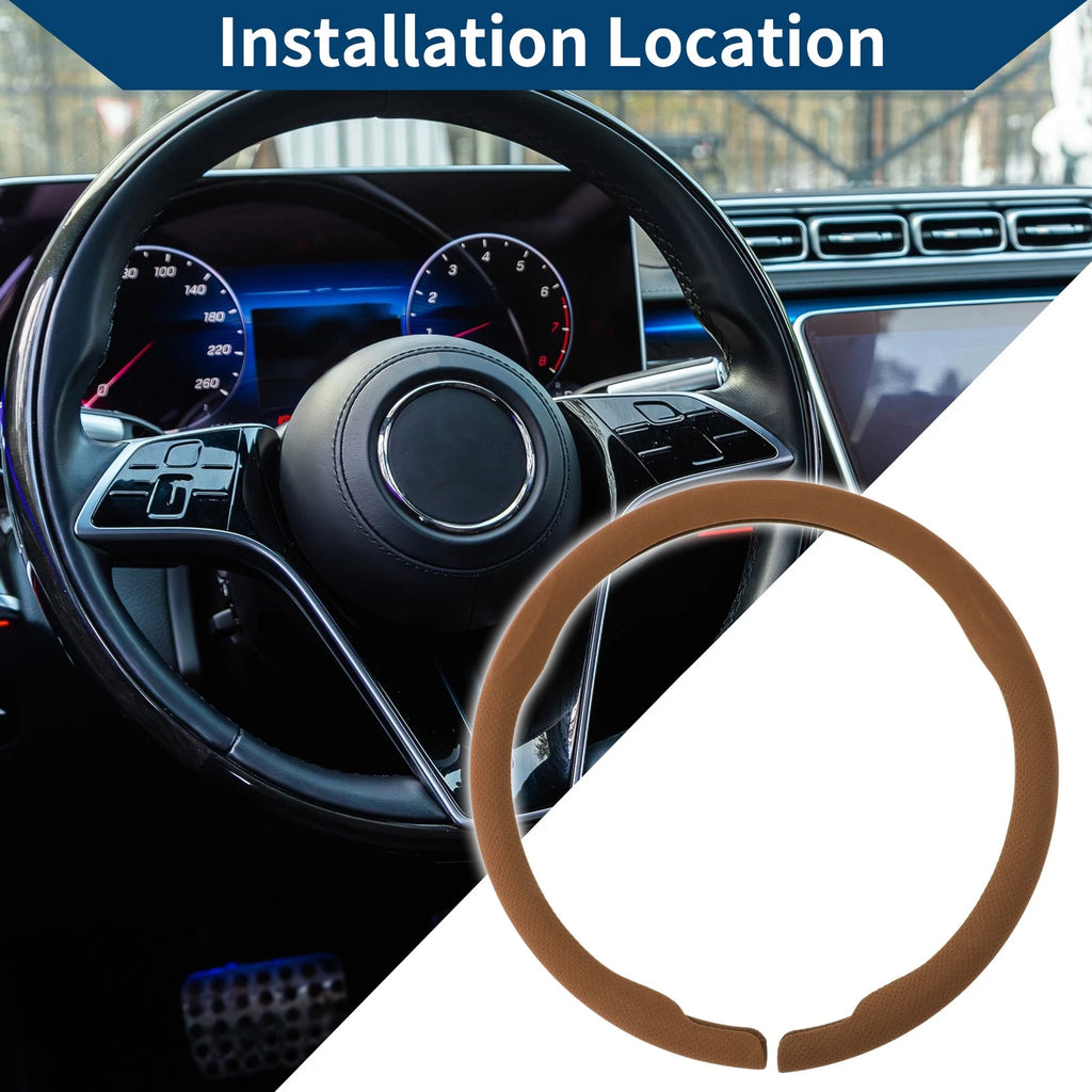 Steering Wheel Cover for Universal Fit (14.96", Light Brown)
