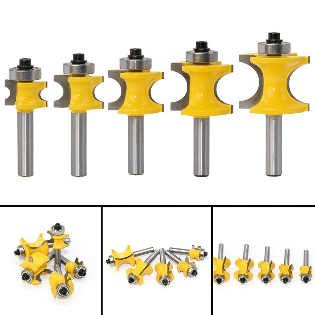 Set of 5 Router Bits 8mm Corner Bead for Power Tools