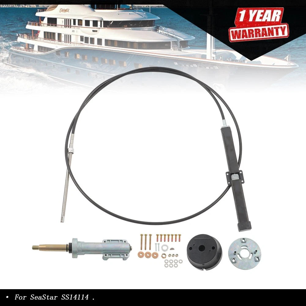 14 FT Back Mount Steering Cable Kit for Seastar Rack Steering (SS14114)