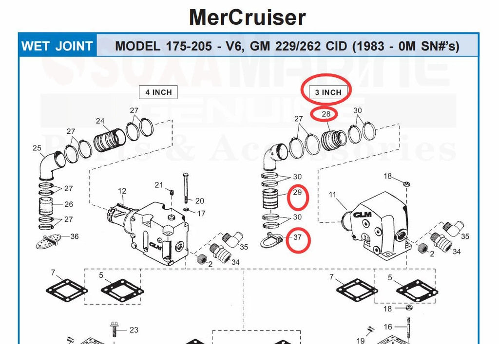 3" Exhaust Manifold Bellow Tube for MerCruiser GM V6 V8