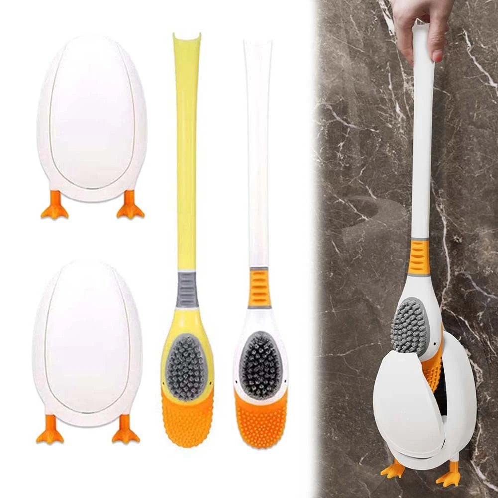 360 Degree Cleaning Silicone Toilet Brush with Holder Set