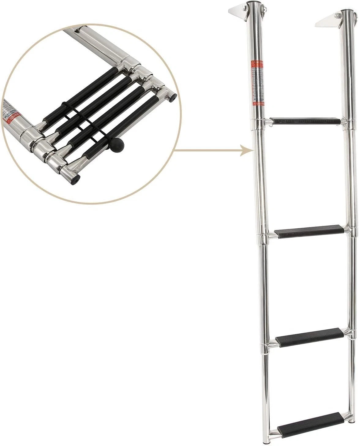 4 Steps Telescoping Boat Ladder for Swim Use - Stainless Steel