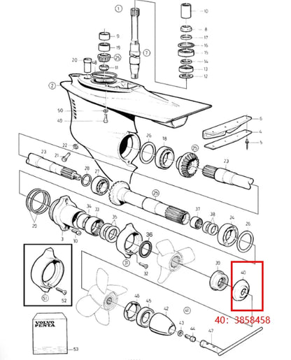 Fits Volvo Penta 3858458 Duo Prop rear thrust ring washer