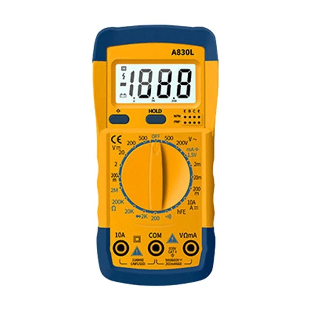 A830L LCD Multimeter with On Off Switch, Diode Test, Transistor HFE Check