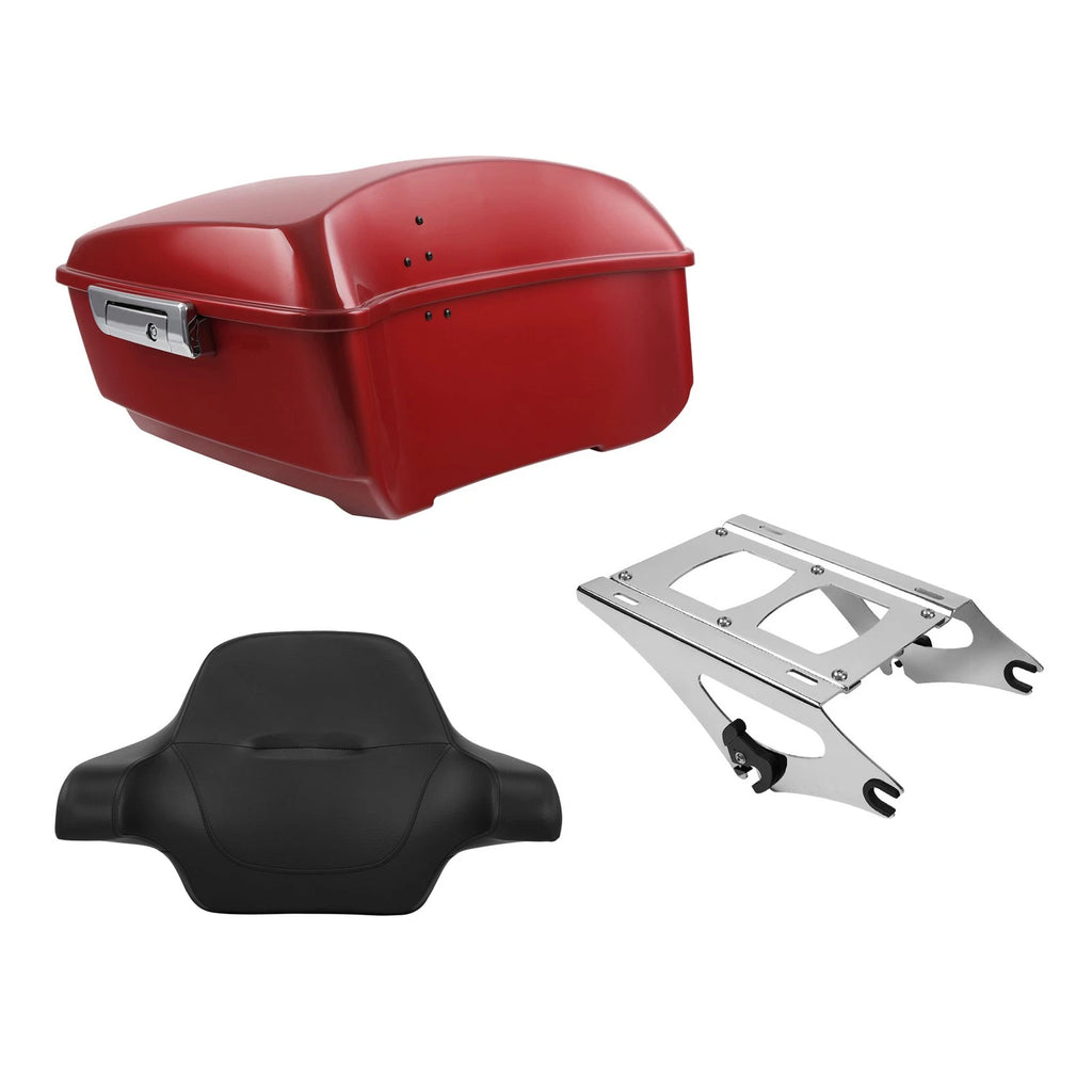 Trunk Backrest Pad Mount Rack for Harley Road Glide (2014–2026) Wicked Red