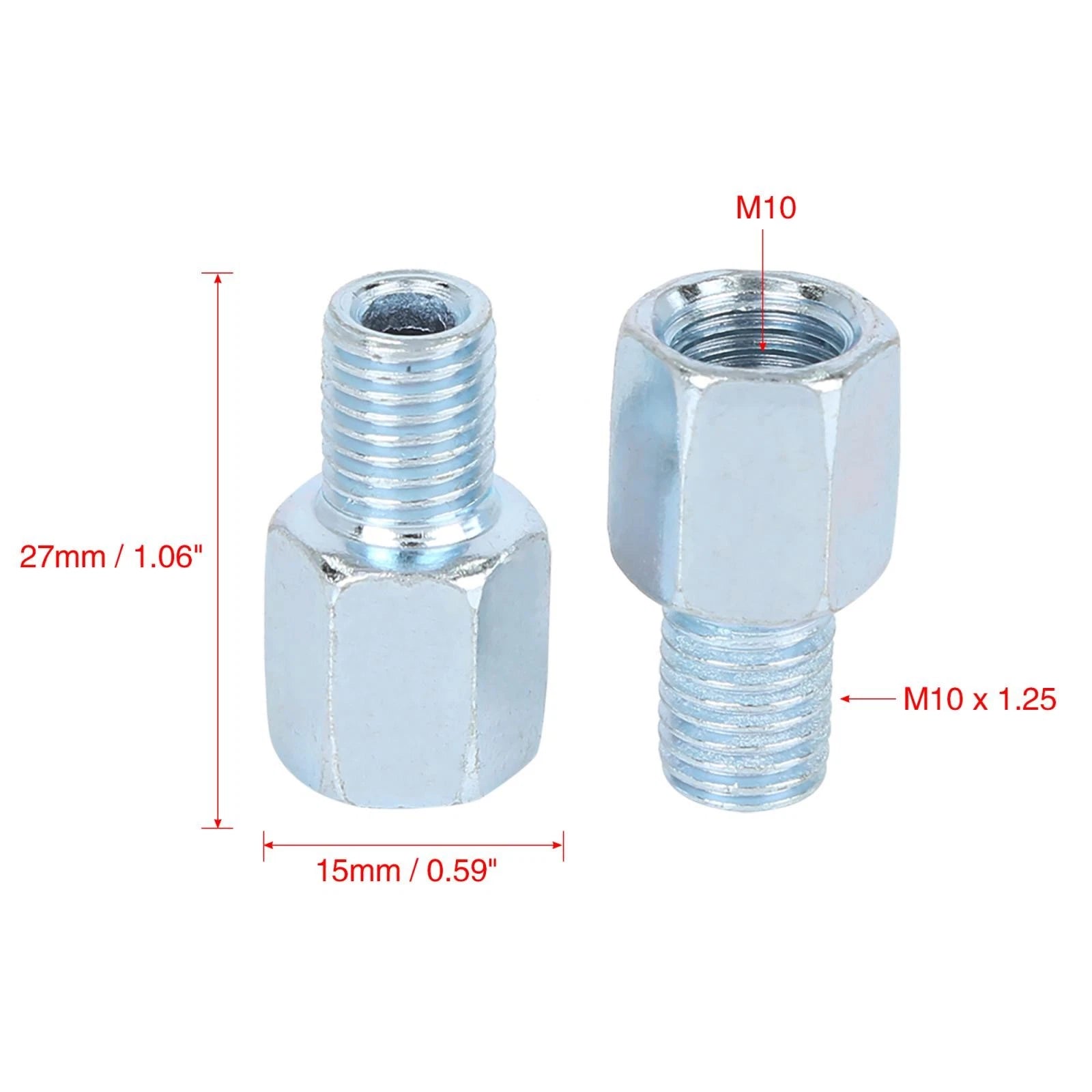 2pcs 10mm Left to Right Rearview Mirror Adapter for Motorcycle Bike