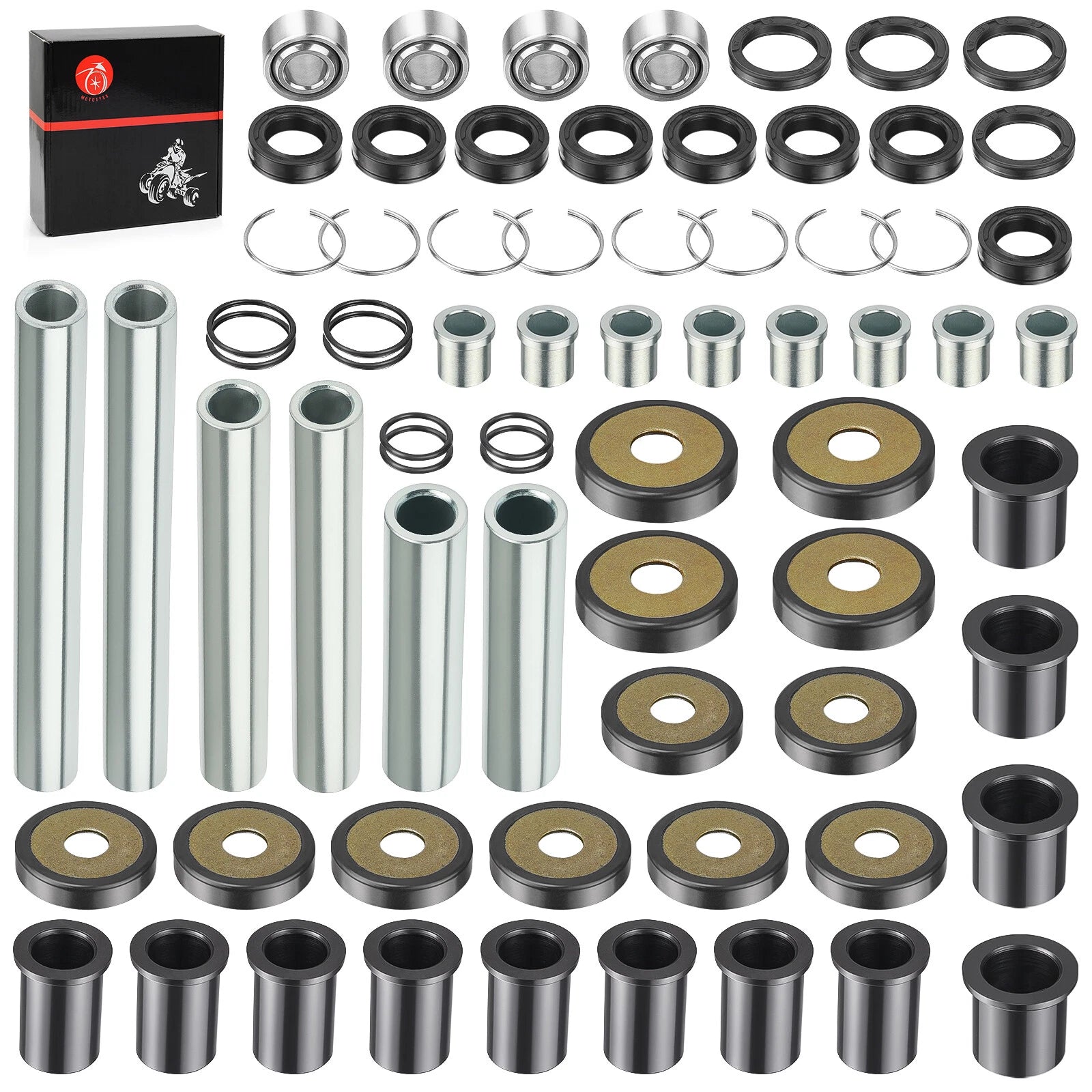 Set of 2 Rear Upper Lower A-arm Bushing Shaft Kit for Honda Rincon TRX650 TRX680